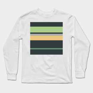 A supreme transfusion of Greyish, Charcoal, Slate Green, Pale Olive Green and Sand stripes. Long Sleeve T-Shirt